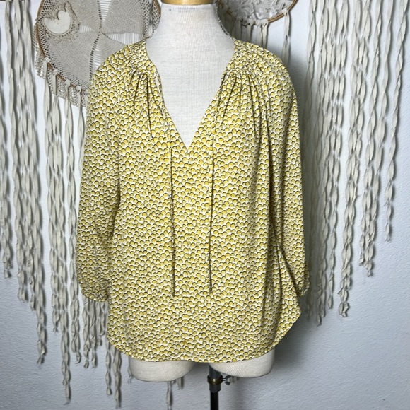 Boden Polly Marigold Yellow Crescent Print Peasant Blouse M/L - Picture 2 of 13